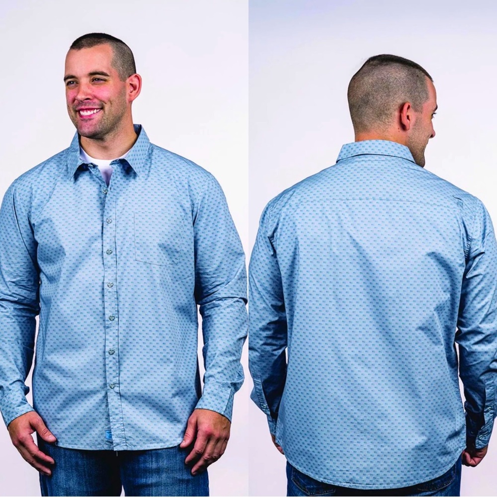 Soft Blue Nine Line Men’s Button Down